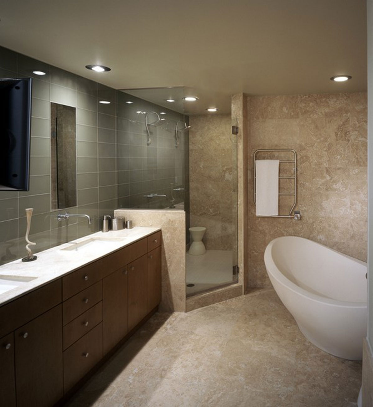 traditional bathroom tiles Creative Interior Ideas in Downtown Apartment in Denver by Beaton