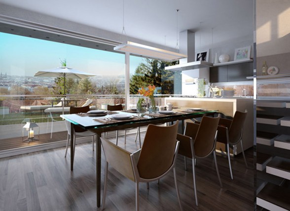 Incredible View Glass House Building - Kitchen
