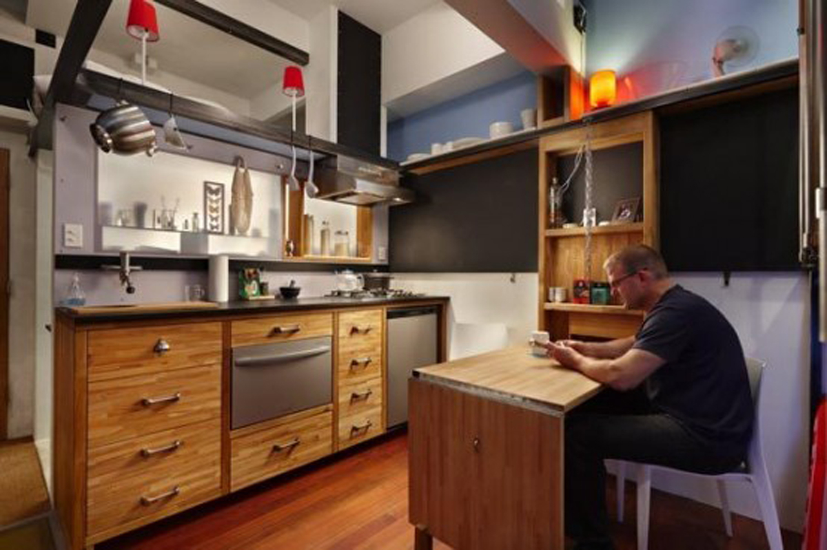 Unusual Interior Design of A Basement Apartment – Kitchen