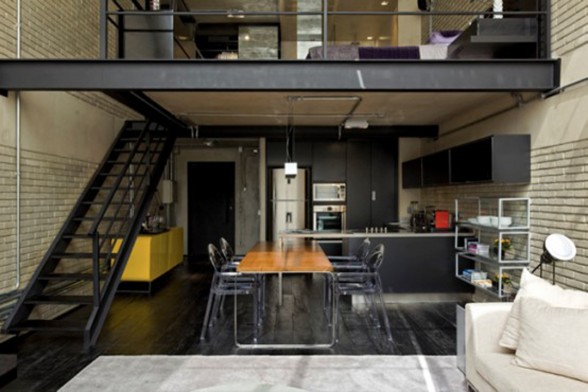 The Industrial Loft, Great Interior Design with Brick-Like Decoration - Two Storey