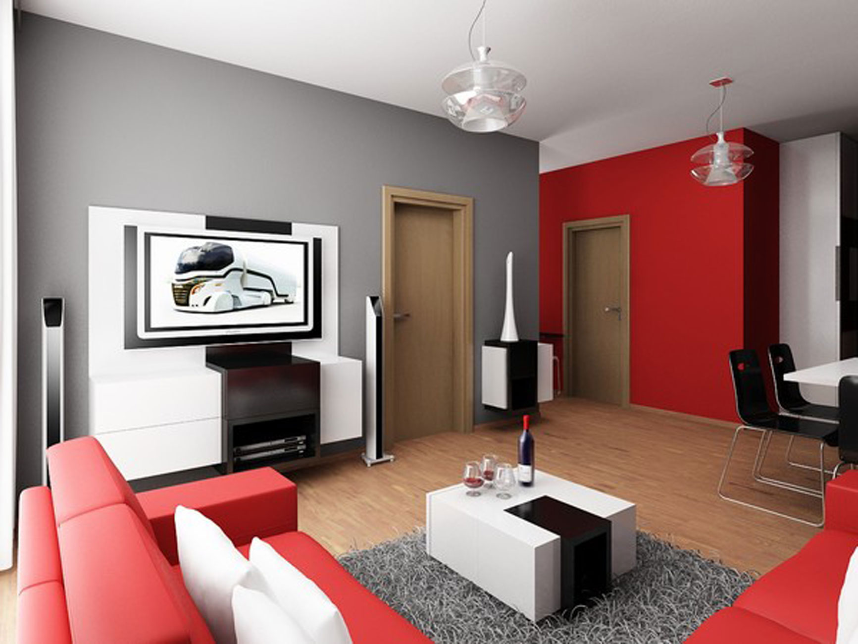 Modern Apartment Design With Red Interior Ideas From Studio