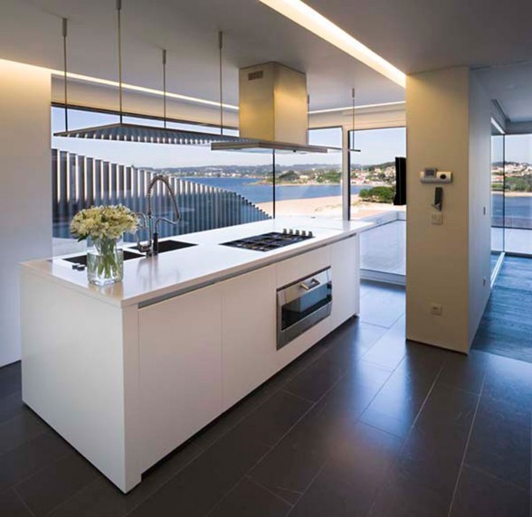 Modern Glass House Design in Cliff Side of Galicia Spain - Kitchen