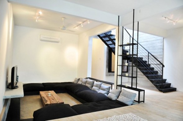 A Minimalist House Design with Indoor Garden in Kuala Lumpur - Living Room