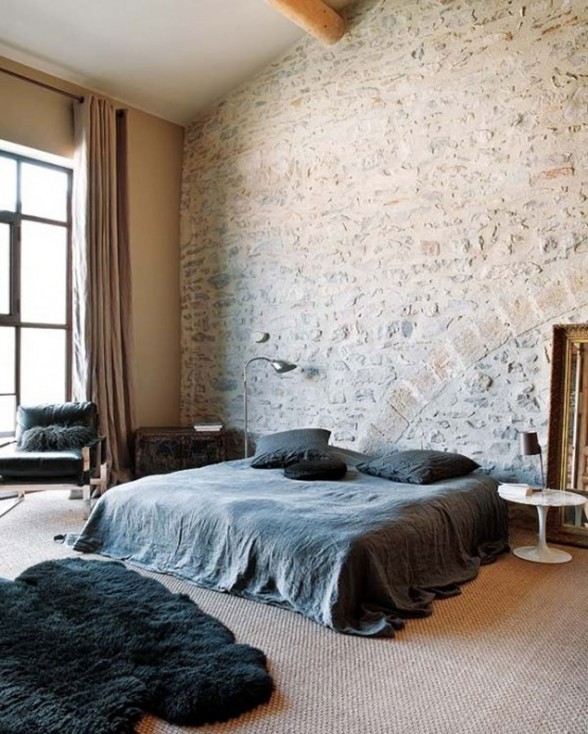 Modern Home Design in France, Redesigning from an Old Oil Mill Factory - Black Bedroom