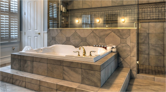 Awesome Bath Tub With Granite Tile Stunning Art Harding Construction