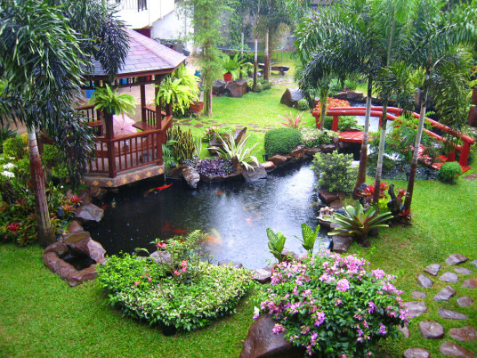 Luxury Backyard Water Features Ideas With Pergola Landscape Garden