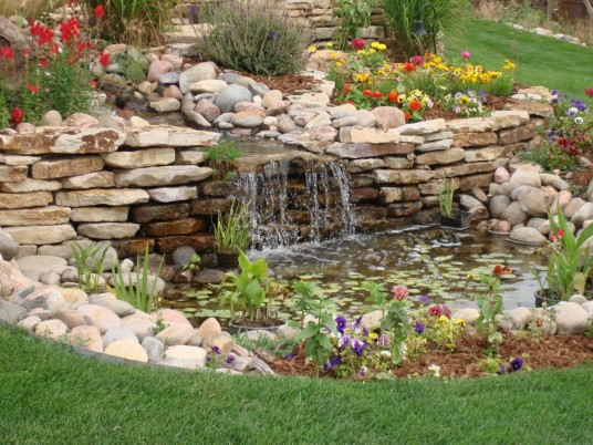 Wonderful Stone Garden With Pond Design Backyard Water Features