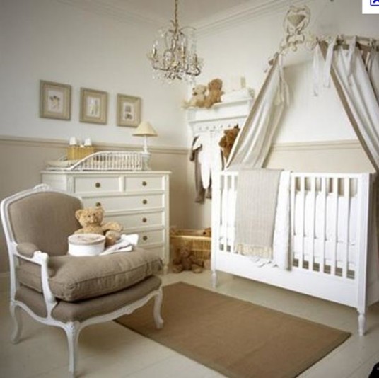 Beautiful Beige Baby Room Ideas Crystal Chandelier White Drawers