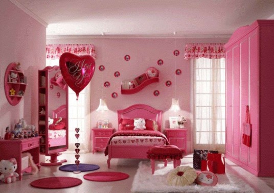 Hello Kitty Theme Girl Bedroom Design Ideas