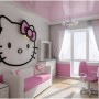 Theme of Hello Kitty Home Area Style: Modern Living Room With Pink Comfy Sofa And Bright Wooden Floor Design Ideas
