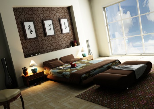 Amazing Modern Oriental Apartment Bedroom Design
