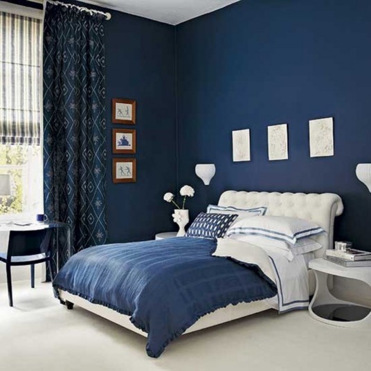Bedroom Decoration with Blue Wall Paint