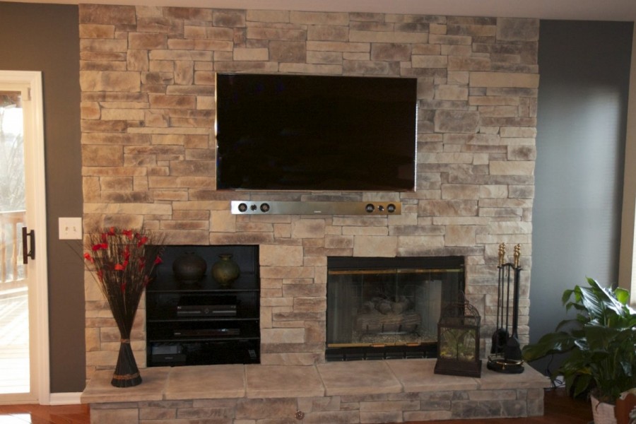 Brick Fireplace Design Ideas With Storage Space And LCD TV Space