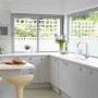 Easy Way How to Replace Kitchen Windows: White Kitchen Design With Huge Windows Over Sink And Small Window In Other Side