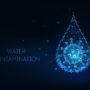 Possible Health Benefits Of Reverse Osmosis Water: Futuristic Water Contamination Concept With Glowing Low Polygonal Water Drop And Virus Cell.